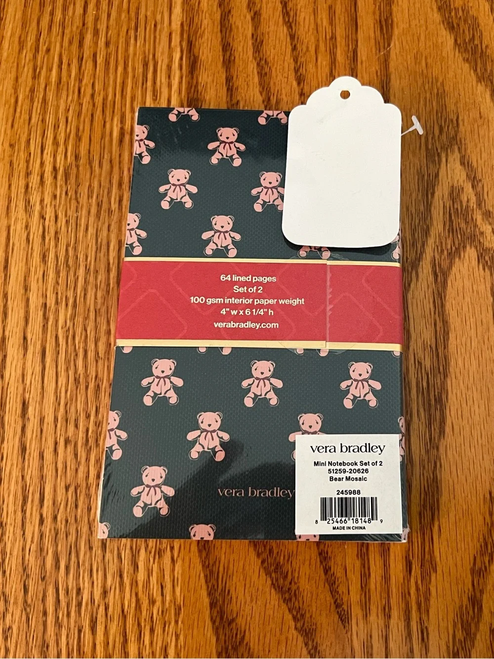Vera Bradley Mini Notebook Duo in Deep Burgundy and Cream Handbag Print